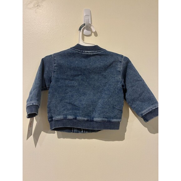 NWT Cat & Jack Blue Denim Bomber Jacket - 6-9M - Picture 2 of 3